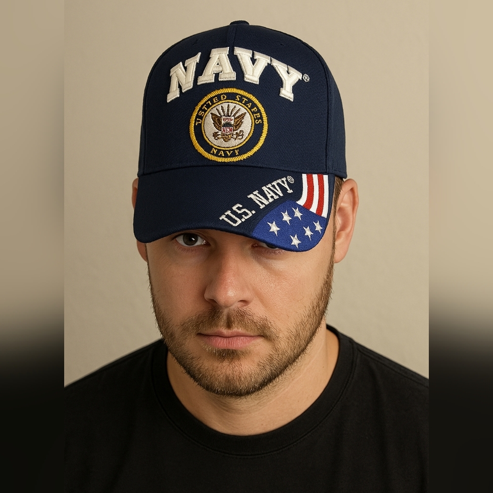 US NAVY Officially Licensed Embroidered Baseball Cap NEW Red White Blue Flag